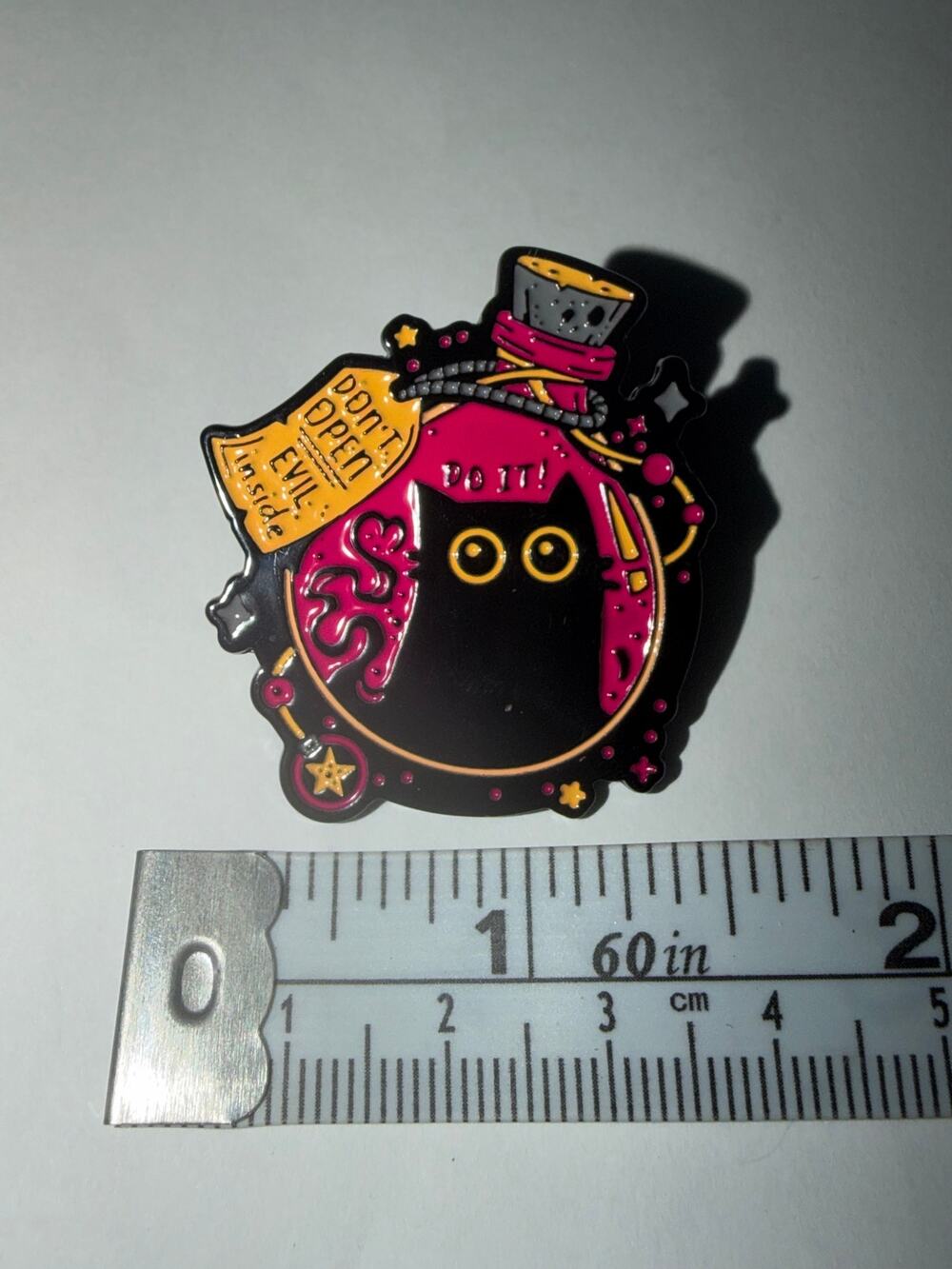 Don’t Open Evil Inside Cat in Jar Pin Brooch
